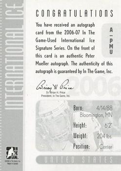 2006-07 In The Game Used International Ice - Autographs #A-PMU Peter Mueller  Back