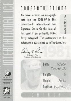 2006-07 In The Game Used International Ice - Autographs #A-MBO2 Mike Bossy  Back