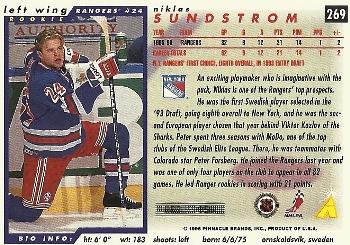 1996-97 Score #269 Niklas Sundstrom Back