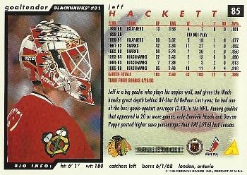 1996-97 Score #85 Jeff Hackett Back