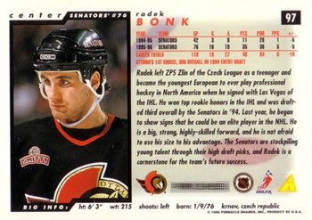 1996-97 Score #97 Radek Bonk Back