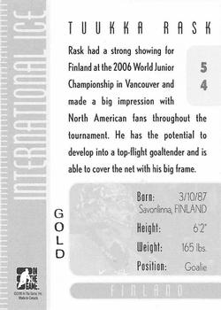 2006-07 In The Game Used International Ice - Gold #54 Tuukka Rask  Back