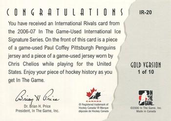 2006-07 In The Game Used International Ice - International Rivals Gold #IR-20 Paul Coffey / Chris Chelios  Back