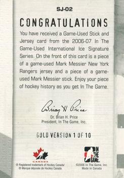 2006-07 In The Game Used International Ice - Stick and Jersey Gold #SJ-02 Mark Messier  Back
