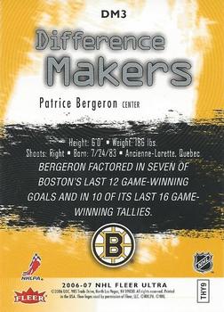 2006-07 Ultra - Difference Makers #DM3 Patrice Bergeron  Back