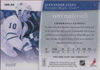 2007-08 Fleer Hot Prospects - Hot Materials #HM-AS Alexander Steen  Back