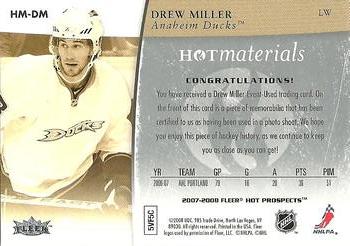 2007-08 Fleer Hot Prospects - Hot Materials #HM-DM Drew Miller  Back