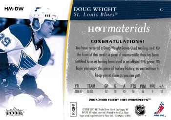 2007-08 Fleer Hot Prospects - Hot Materials #HM-DW Doug Weight  Back