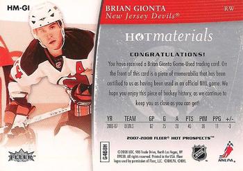 2007-08 Fleer Hot Prospects - Hot Materials #HM-GI Brian Gionta  Back