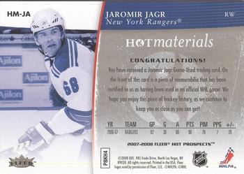 2007-08 Fleer Hot Prospects - Hot Materials #HM-JA Jaromir Jagr  Back