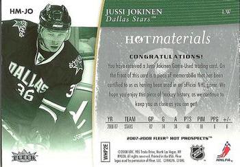 2007-08 Fleer Hot Prospects - Hot Materials #HM-JO Jussi Jokinen  Back