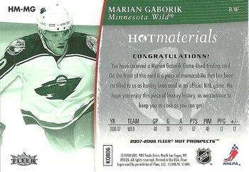 2007-08 Fleer Hot Prospects - Hot Materials #HM-MG Marian Gaborik  Back