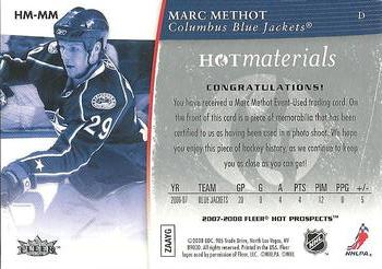 2007-08 Fleer Hot Prospects - Hot Materials #HM-MM Marc Methot  Back