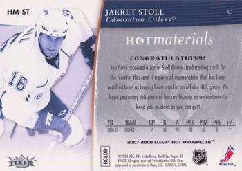 2007-08 Fleer Hot Prospects - Hot Materials #HM-ST Jarret Stoll  Back