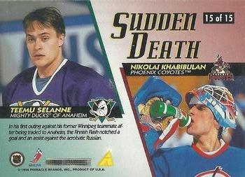 1996-97 Score - Sudden Death #15 Nikolai Khabibulin / Teemu Selanne Back