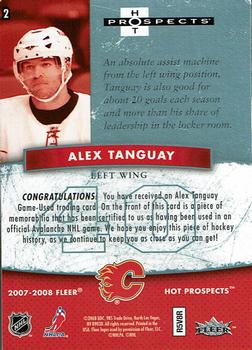 2007-08 Fleer Hot Prospects - White Hot #2 Alex Tanguay Back