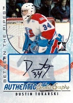 2007-08 In The Game Between the Pipes - Autographs #A-DT Dustin Tokarski  Front