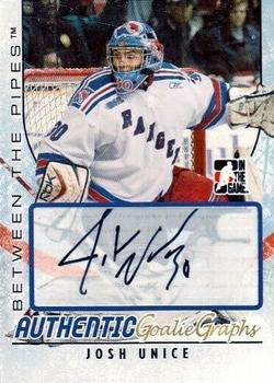 2007-08 In The Game Between the Pipes - Autographs #A-JU Josh Unice  Front