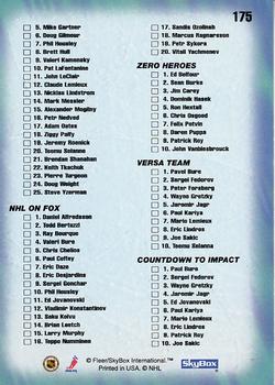 1996-97 SkyBox Impact #175 Checklist: 122-175 and Inserts Back