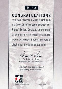 2007-08 In The Game Between the Pipes - The Mask V #M-12 Niklas Backstrom  Back