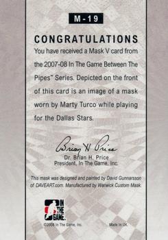 2007-08 In The Game Between the Pipes - The Mask V #M-19 Marty Turco  Back