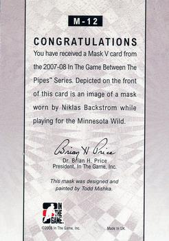 2007-08 In The Game Between the Pipes - The Mask V Gold #M-12 Niklas Backstrom  Back