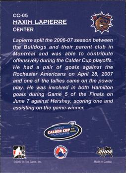 2007-08 In The Game Heroes and Prospects - Calder Cup Champions #CC-05 Maxim Lapierre Back