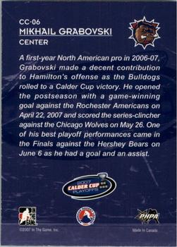 2007-08 In The Game Heroes and Prospects - Calder Cup Champions #CC-06 Mikhail Grabovski  Back