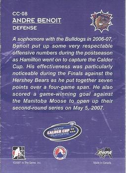 2007-08 In The Game Heroes and Prospects - Calder Cup Champions #CC-08 Andre Benoit  Back