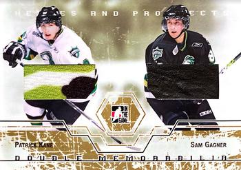 2007-08 In The Game Heroes and Prospects - Double Memorabilia Gold #DM-01 Patrick Kane / Sam Gagner  Front