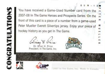 2007-08 In The Game Heroes and Prospects - Numbers #GUN-13 Peter Mueller  Back