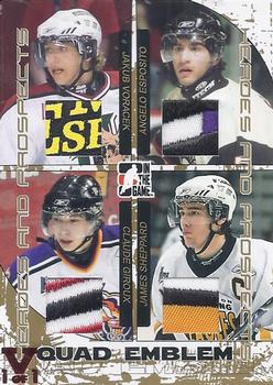 2007-08 In The Game Heroes and Prospects - Quad Emblems Gold #QE-02 Jakub Voracek / Angelo Esposito / Claude Giroux / James Sheppard  Front