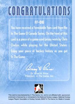 2007-08 In The Game O Canada - Formidable Foes Jerseys #FF06 Chris Chelios / Chris Pronger  Back