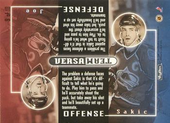 1996-97 SkyBox Impact - VersaTeam #9 Joe Sakic Back