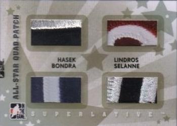 2007-08 In The Game Superlative - All-Star Quad Patches Silver #AQP-30 Dominik Hasek / Eric Lindros / Peter Bondra / Teemu Selanne  Front