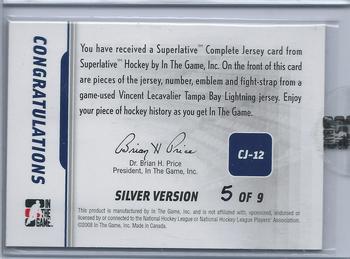 2007-08 In The Game Superlative - Complete Jerseys Silver #CJ-12 Vincent Lecavalier  Back