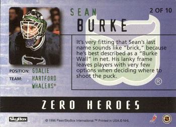 1996-97 SkyBox Impact - Zero Heroes #2 Sean Burke Back