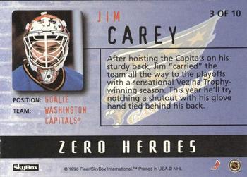1996-97 SkyBox Impact - Zero Heroes #3 Jim Carey Back
