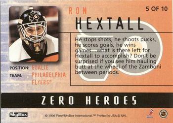1996-97 SkyBox Impact - Zero Heroes #5 Ron Hextall Back