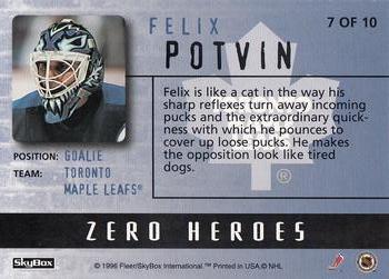 1996-97 SkyBox Impact - Zero Heroes #7 Felix Potvin Back