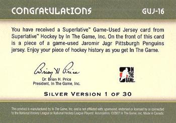 2007-08 In The Game Superlative - Jerseys Silver #GUJ16 Jaromir Jagr Back
