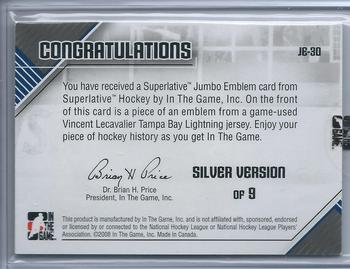 2007-08 In The Game Superlative - Jumbo Emblems Silver #JE-30 Vincent Lecavalier  Back