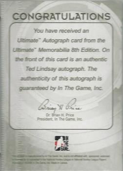 2007-08 In The Game Ultimate Memorabilia - Autos Gold #40 Ted Lindsay  Back