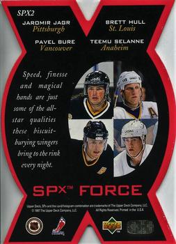 1996-97 SP - SPx Force #SPX2 Brett Hull / Jaromir Jagr / Pavel Bure / Teemu Selanne Back