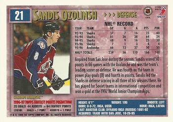 1996-97 Topps NHL Picks #21 Sandis Ozolinsh Back