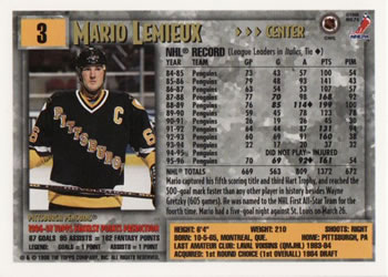 1996-97 Topps NHL Picks #3 Mario Lemieux Back