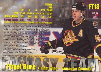 1996-97 Topps NHL Picks - Fantasy Team #FT13 Pavel Bure Back