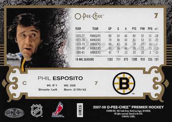 2007-08 O-Pee-Chee Premier - Gold #7 Phil Esposito  Back