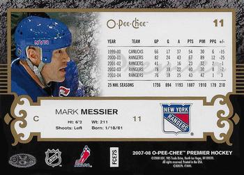 2007-08 O-Pee-Chee Premier - Gold #11 Mark Messier  Back