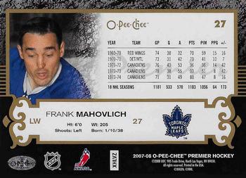2007-08 O-Pee-Chee Premier - Gold #27 Frank Mahovlich  Back